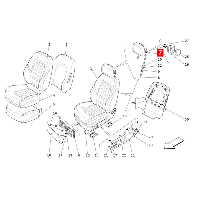 Front Left&Right Seat Headrest Bracket for Maserati Levante (M161) 2016-2020