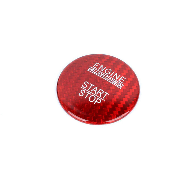 Red Carbon Fiber Engine Start Stop Button Cover Cap Trim for Mercedes-Benz