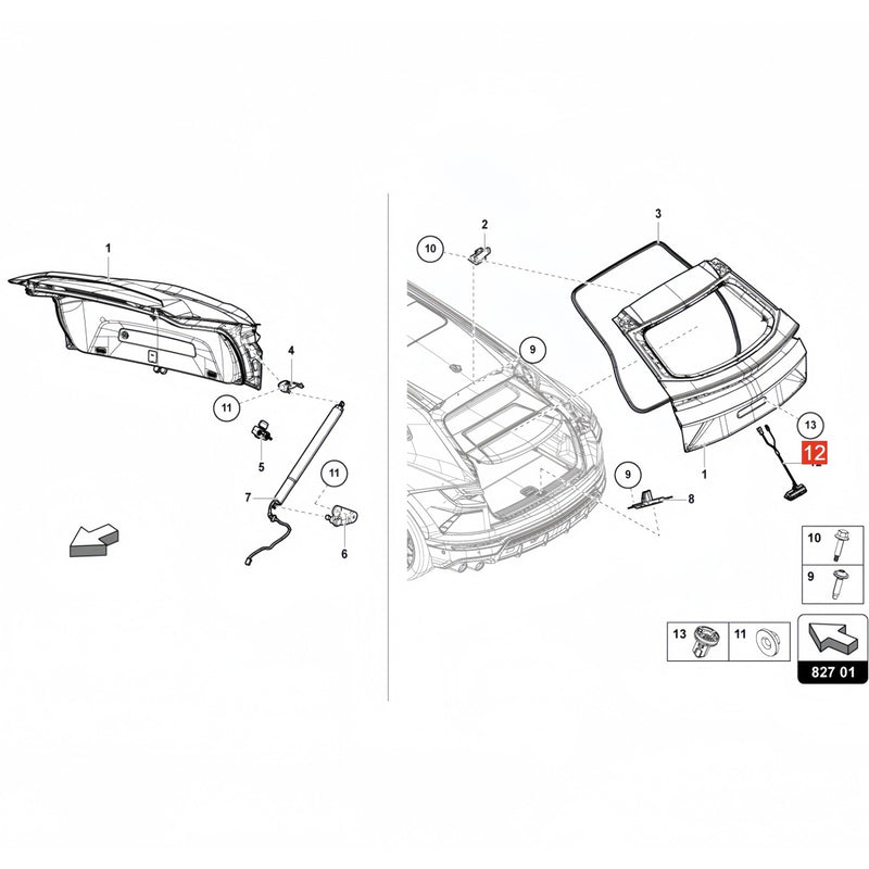 Rear View Reversing Camera w/Cable Kit for Lamborghini Urus 2018-2023