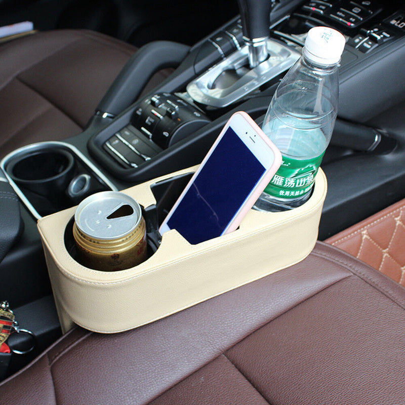New Best Beige Car Leather Water Drink Cup Holder