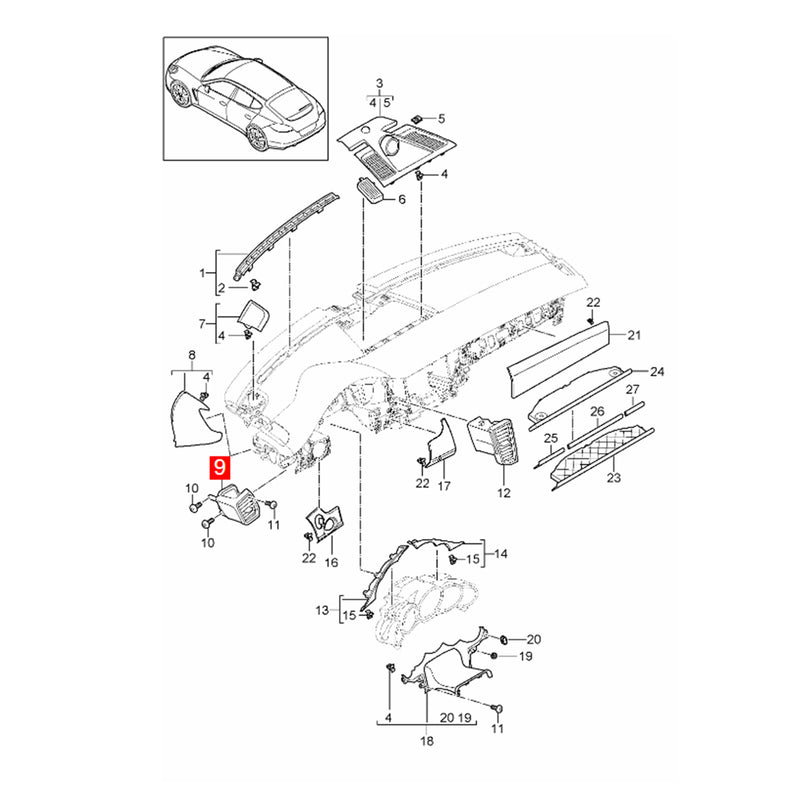 WXZOS Front Dashboard Air Vent Frame Bezel Trim for Porsche Panamera (970) 2010-2016