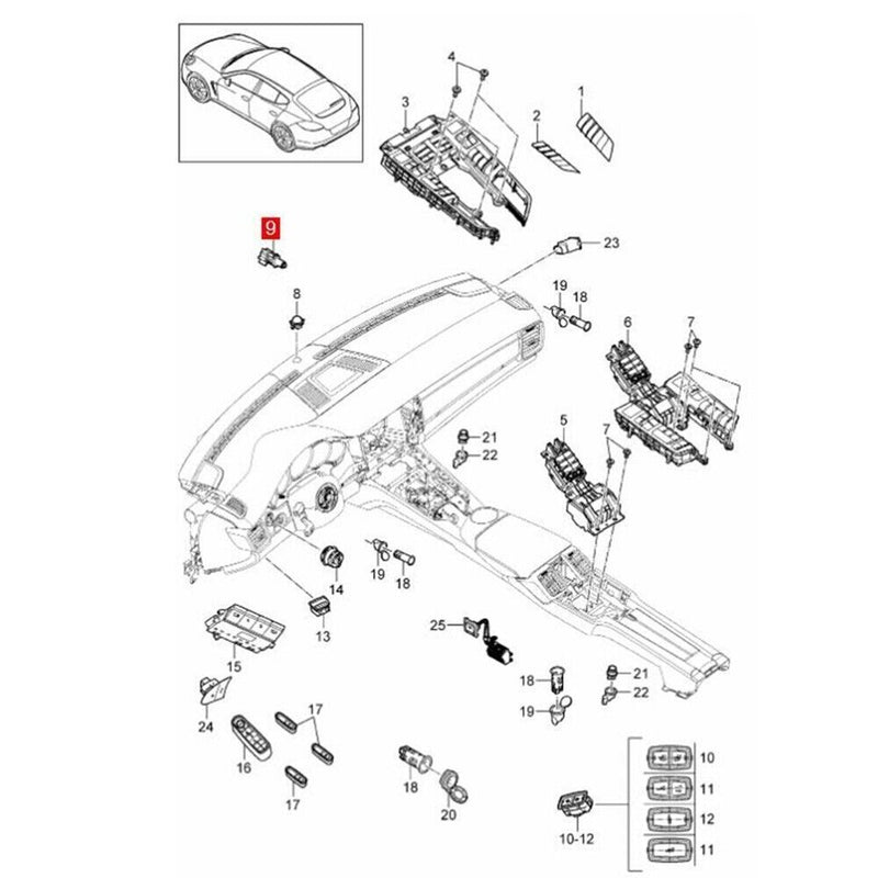 Under Dashboard Interior Temperature Sensor for Porsche Panamera (970) 2010-2016