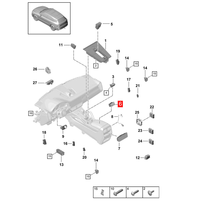 WXZOS 1PC Center Console Multimedia USB Socket Port for Porsche Cayenne 2018-2023