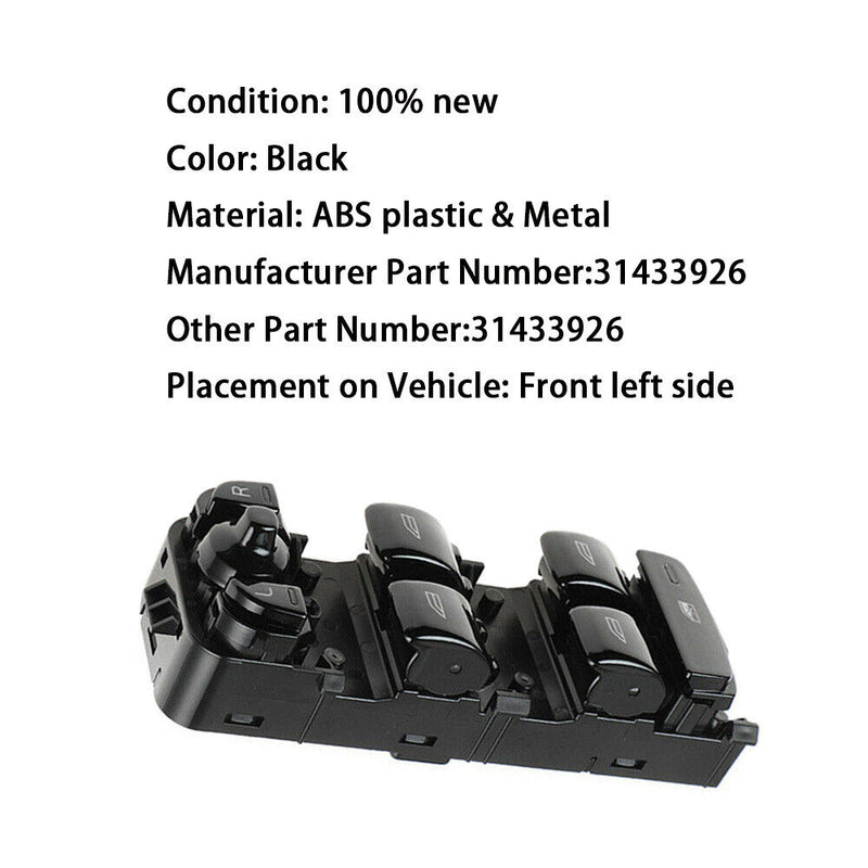 Driver Side Master Electric Control Switch 31433926 for Volvo XC90 S90 V90 Cross