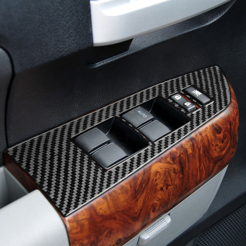 WXZOS Genuine Carbon Fiber Door Window Switch Panel Trim for Toyota Tundra 2007-2013