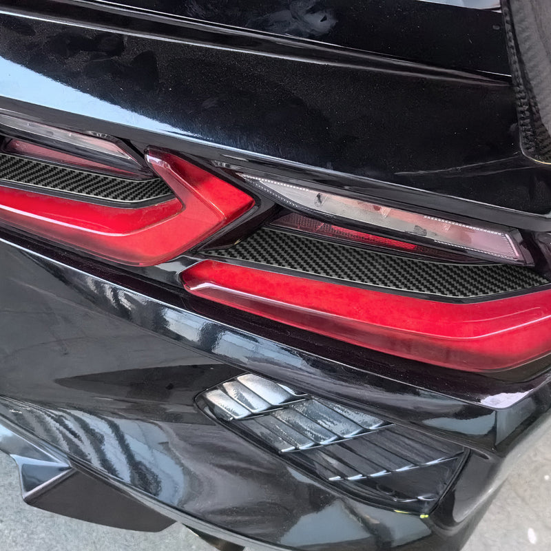 WXZOS Genuine Carbon Fiber Rear Taillight Trim for Chevrolet Corvette C8 2020-2024