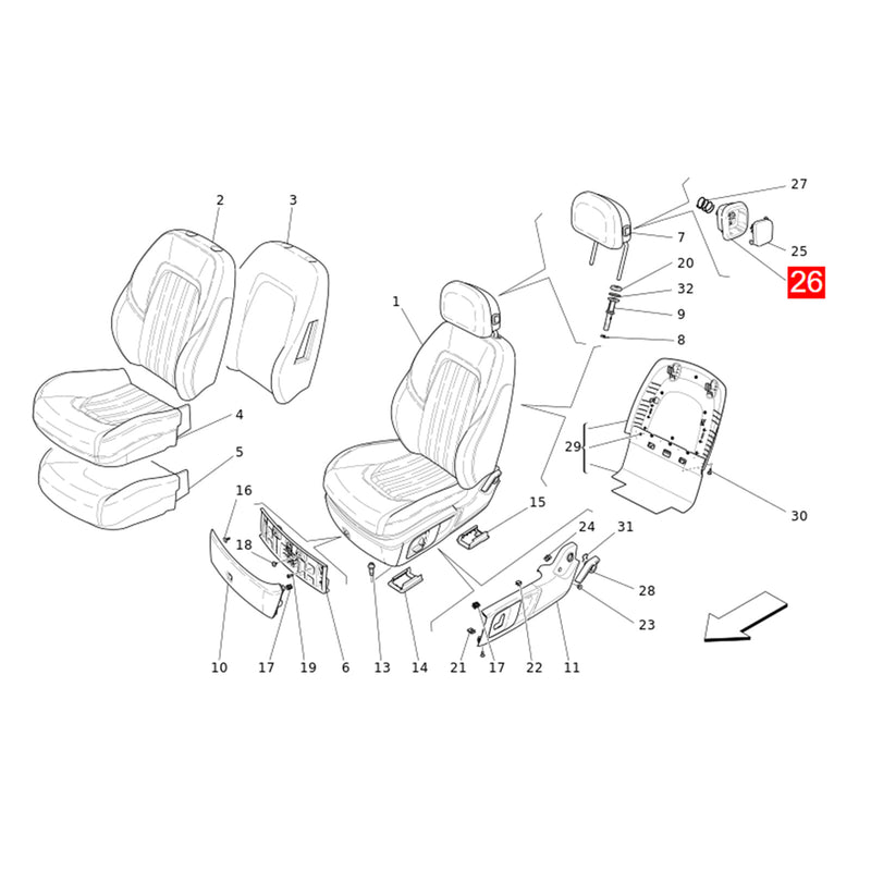 WXZOS Headrest Adjustment Button Switch Base for Maserati Quattroporte M156 2014-2020