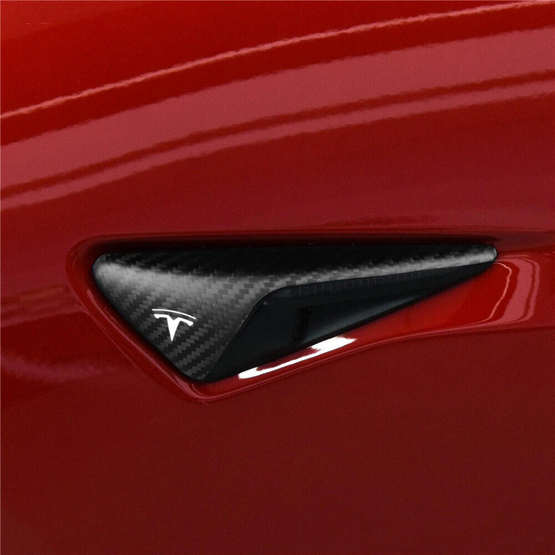 Genuine Carbon Fiber Side Fender Marker Camera Cover for Tesla Model X 2018-2020