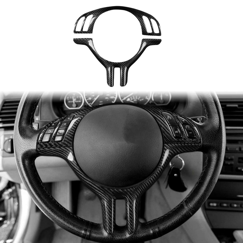 WXZOS 1PC Genuine Dry Carbon Fiber Steering Wheel Trim for BMW E39 5Series 1999-2003