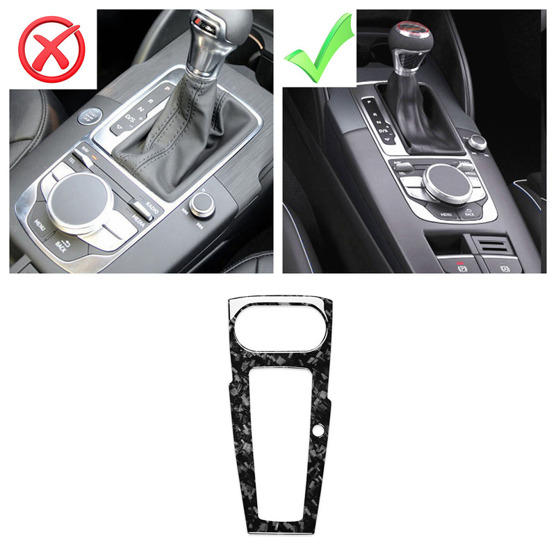 WXZOS Genuine Carbon Fiber Gear Shift Lever Panel Trim for Audi A3 S3 RS3 2014-2018