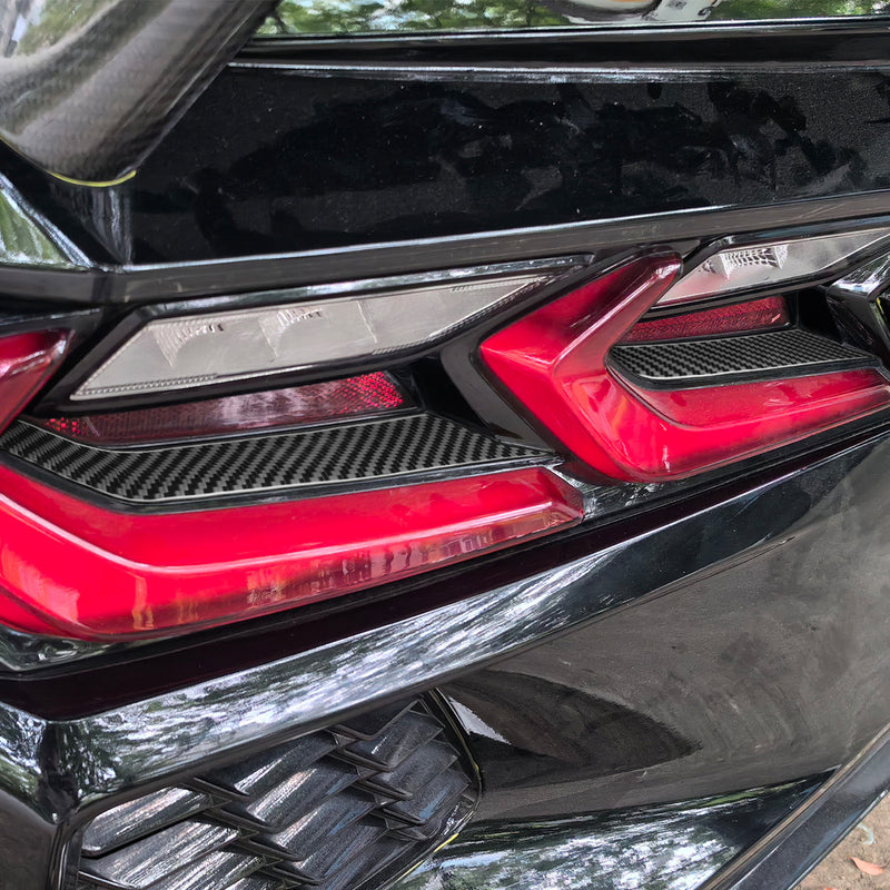 WXZOS Genuine Carbon Fiber Rear Taillight Trim for Chevrolet Corvette C8 2020-2024