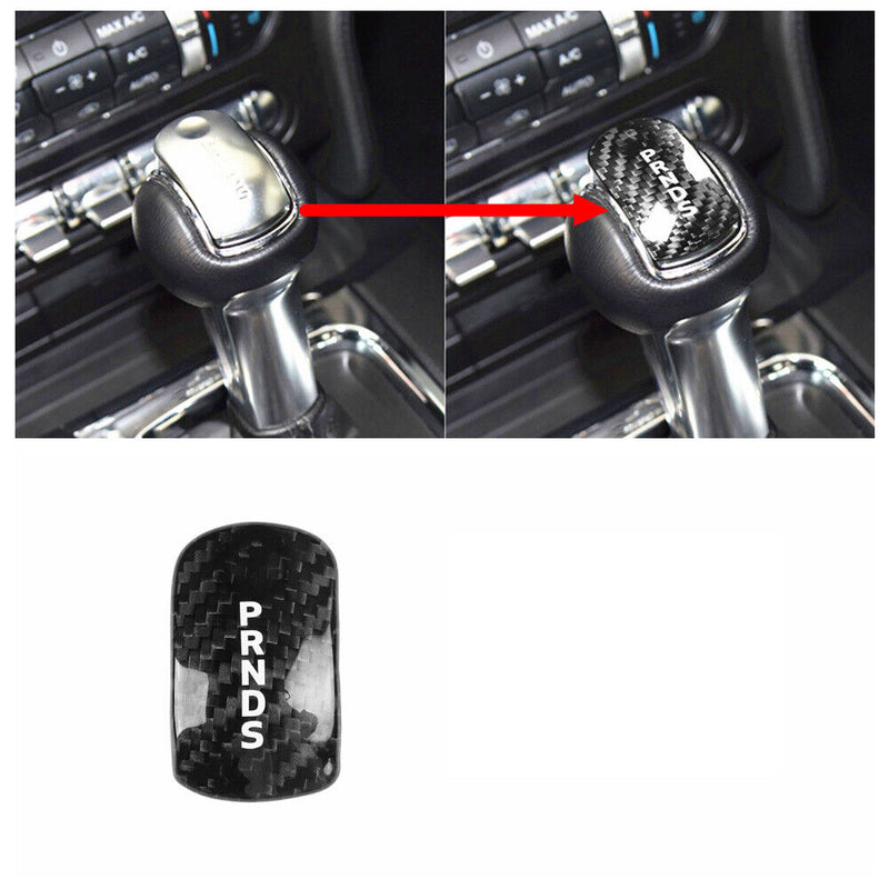 Vendo Guarnizione Pomello Cambio in Fibra di Carbonio Nero per Ford Mustang 2...