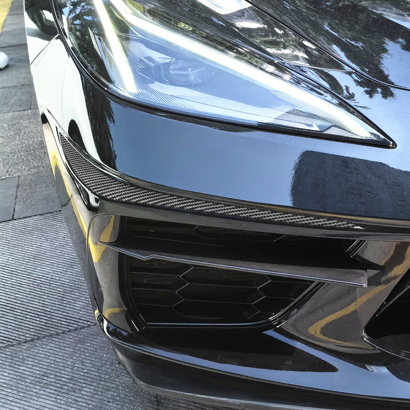 WXZOS Genuine Carbon Fiber Front Bumper Corner Trim for Chevrolet Corvette C8 2020-24
