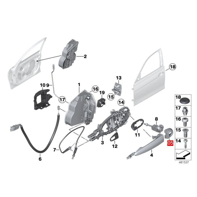 Cache cylindre serrure poignée porte avant gauche amorti pour BMW Série 3 E93...