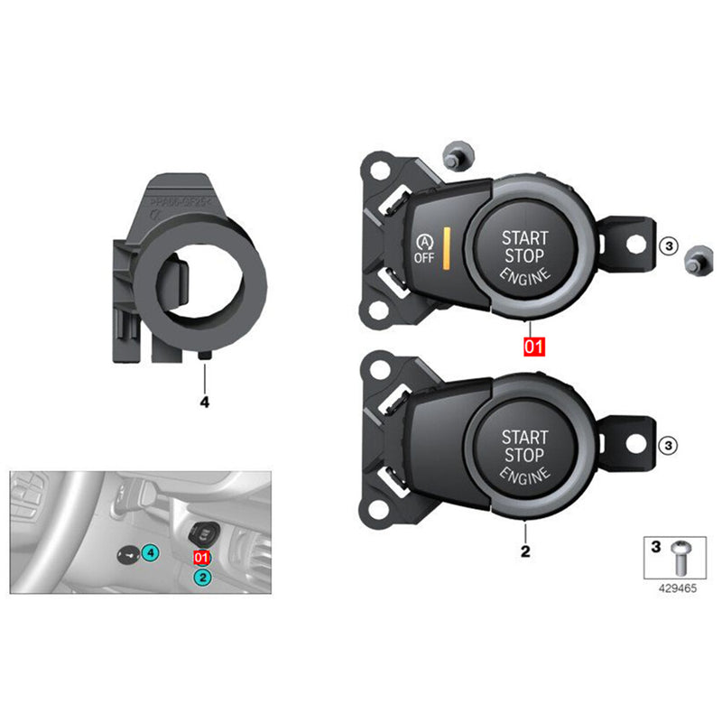 WXZOS Engine Start Stop Ignition Switch Button for BMW 2014-2018 X5 F15 X5M X6 F16 X6M