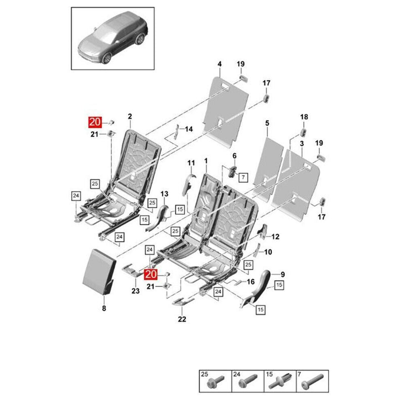Black Rear Child Seat Buckle ISOFIX Switch Cover for Porsche Cayenne 2018-2022