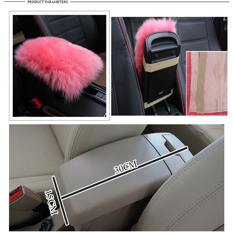 Car Armrest Console Seat Comfortable Cover Pad Cushion Pillow Mat Real Sheepskin