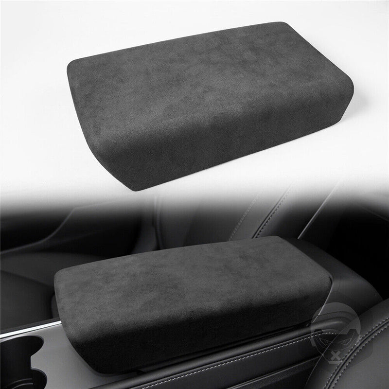 Black Suede Center Console Armrest Box Cover Trim Lid for Tesla Model-3 2017-22