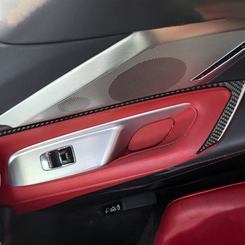 WXZOS Genuine Carbon Fiber Door Panel Armrest Trim for Chevrolet Corvette C8 2020-2024