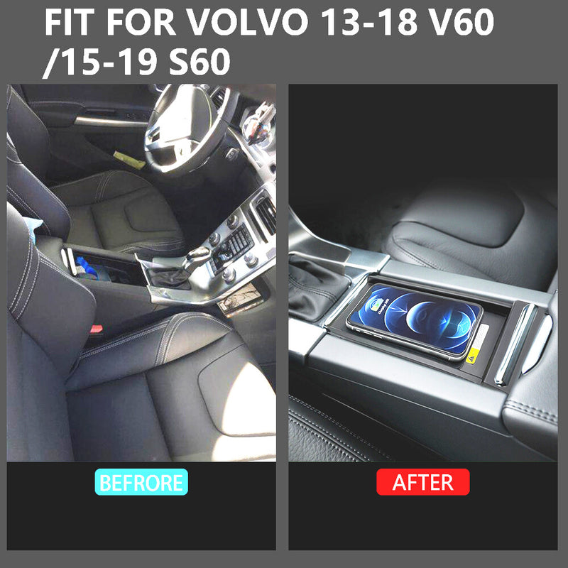 WXZOS Center Console Phone Wireless Fast Charging Pad for Volvo V60 2013-2018