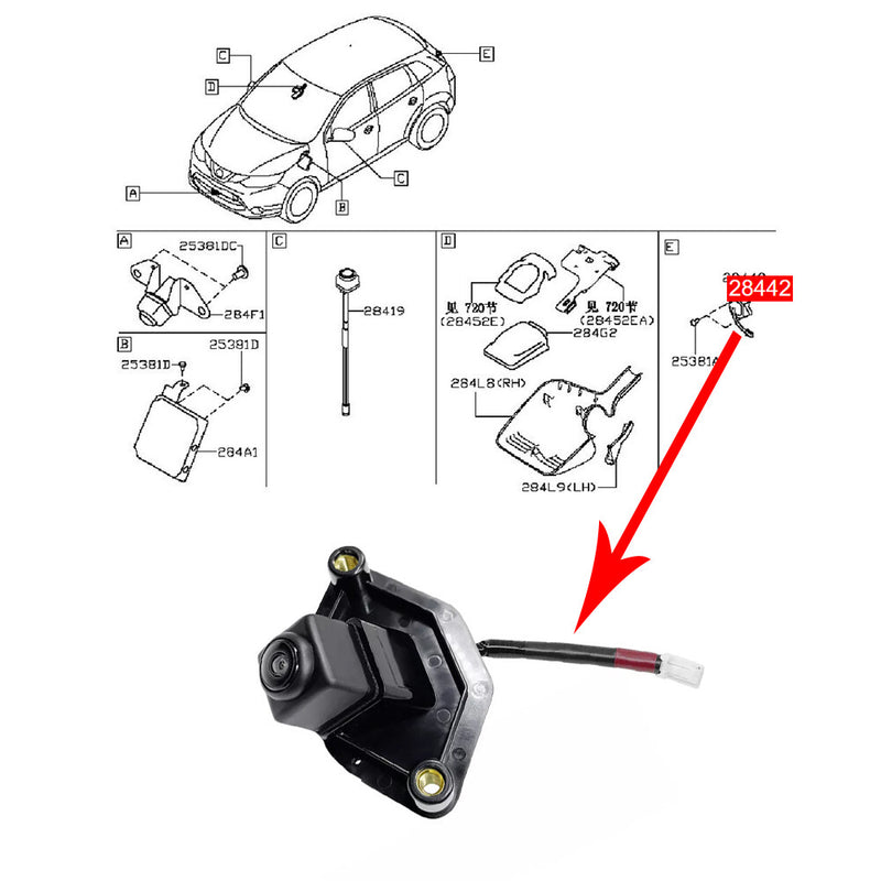 WXZOS Rear Backup View Parking Camera for Nissan Qashqai (J11) 2015-2021