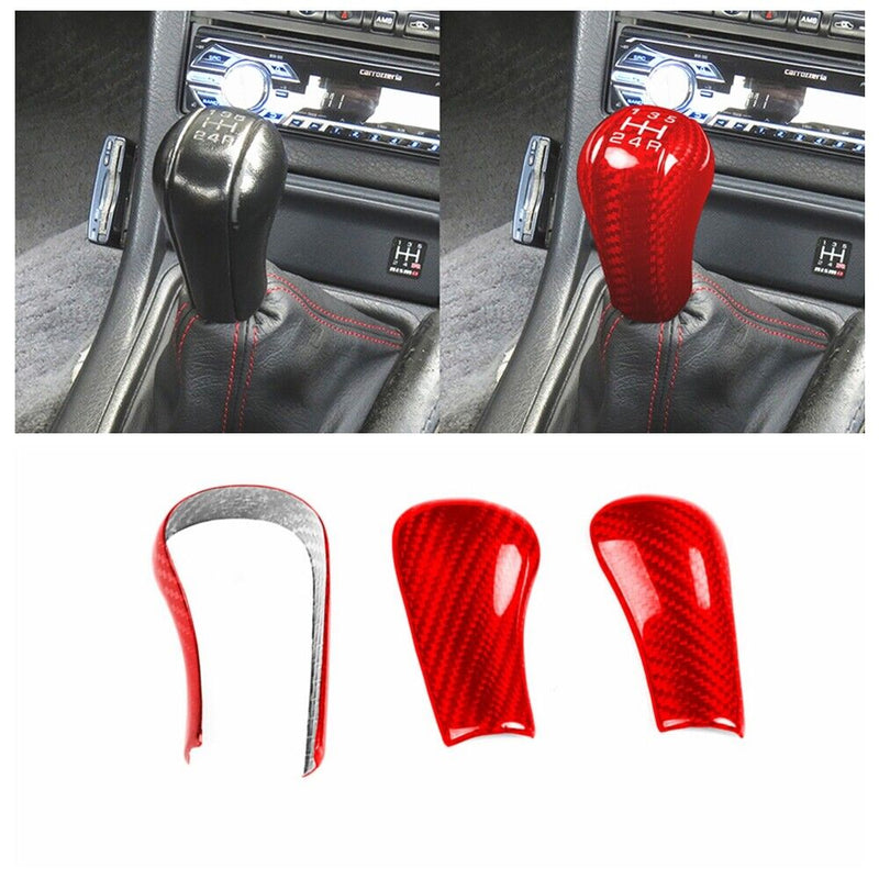 Genuine Carbon Fiber Gear Shift Knob Handle Cover Fit for Nissan GT-R 1989-2002