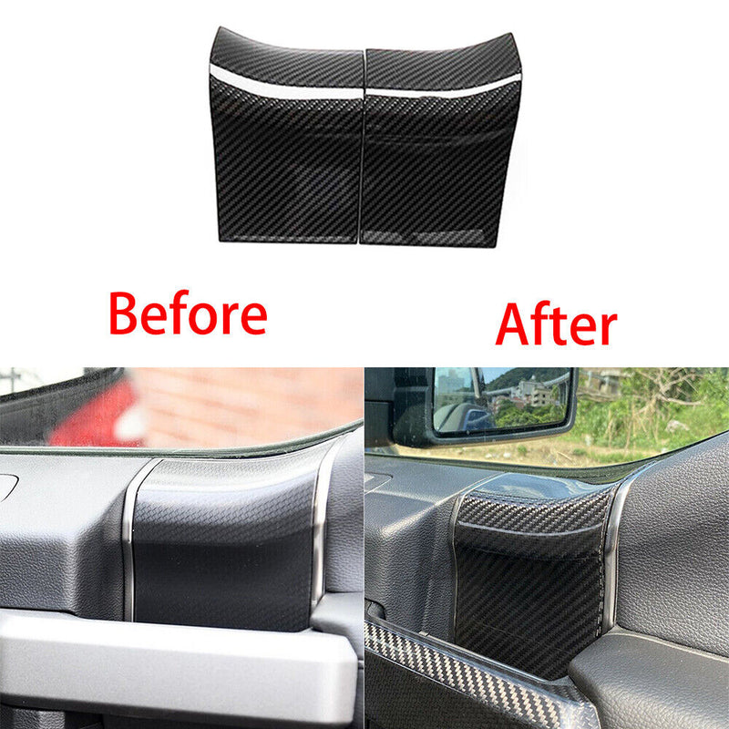 Car Genuine Carbon Fiber Door Inner Handle Panel Trim Kit for Ford F150 2015-20