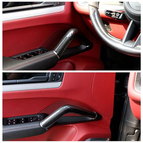 1SET Carbon Fiber Inner Door Handle Center Armrest for Porsche Cayenne 2018-2023