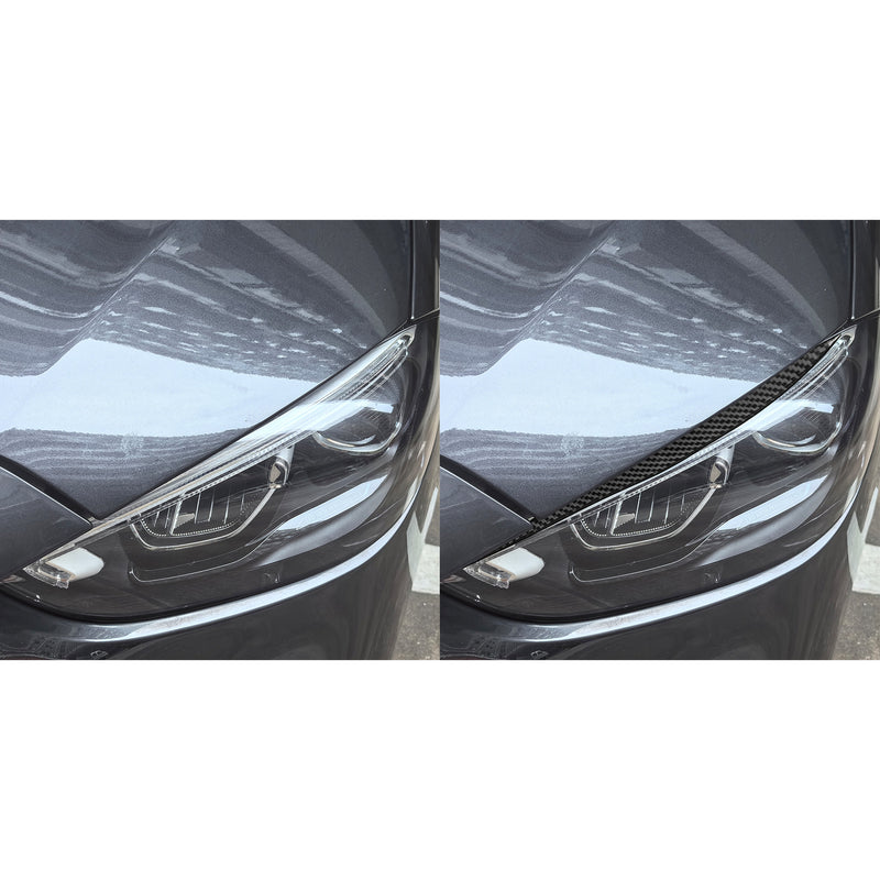 WXZOS Genuine Carbon Fiber Headlight Eyebrow Trim for Mercedes W206 C-class 2022-2024