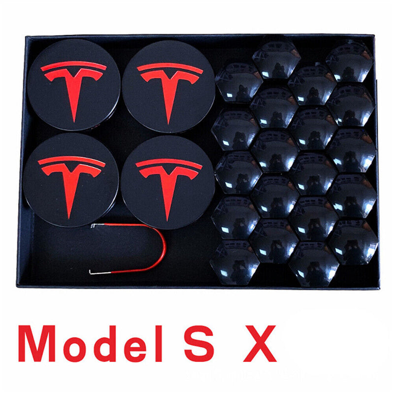 25PCS Wheel Center Hub Cap Cover+Lug Nut Covers kit for Tesla Model S X