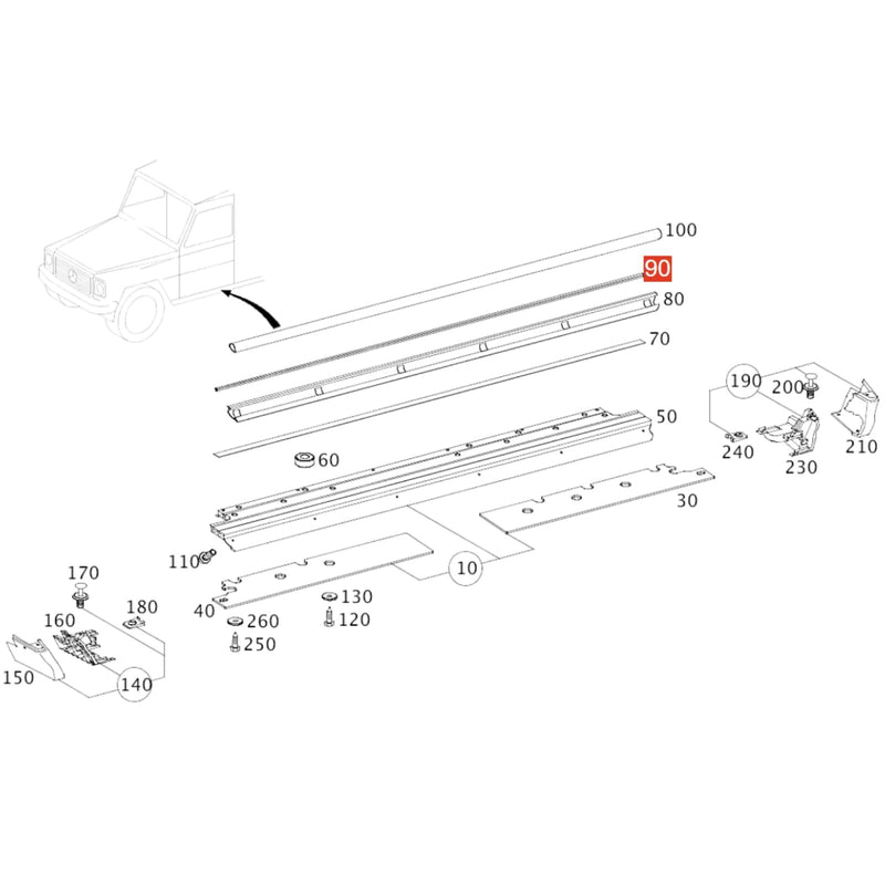 Damping Mat Pedal Rubber Step Insert for Mercedes-Benz W464 G-Class 2019-2026