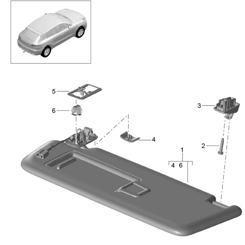 WXZOS Front Sun Visor Pivot Mounting Bracket Base for Porsche Macan 95B 2015-2023