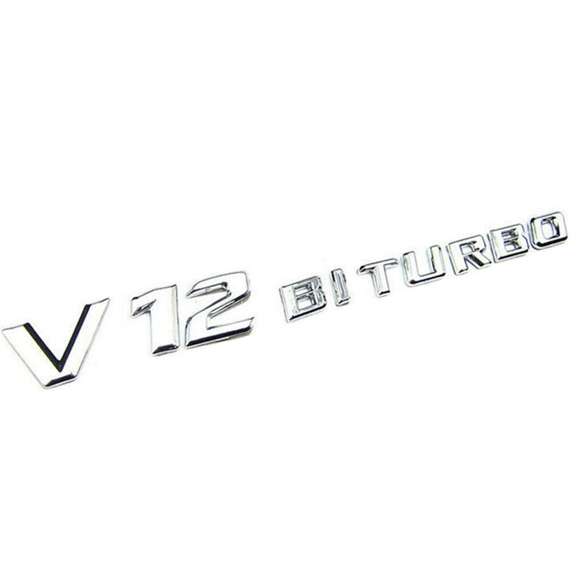 2pcs V12 BITURBO Chrome Side Fender Sticker Emblem Badge