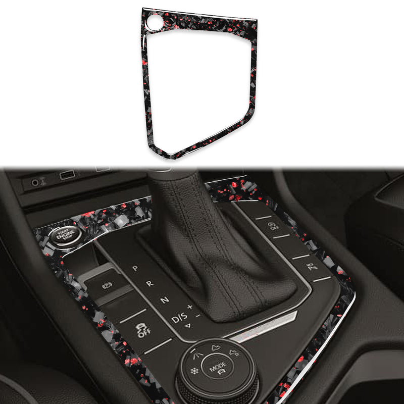 WXZOS Genuine Carbon Fiber Gear Shift Knob Lever Panel Trim for VW Tiguan 2017-2020
