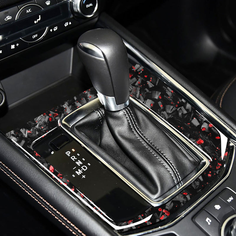 WXZOS Genuine Carbon Fiber Gear Shift Knob Lever Panel Trim for Mazda CX-5 2016-2019