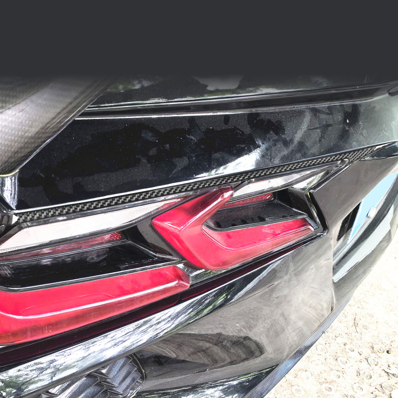 WXZOS Genuine Carbon Fiber Rear Taillight Trim for Chevrolet Corvette C8 2020-2024