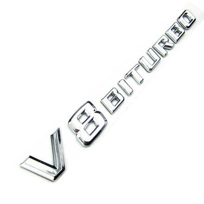 2 pcs V8 BITURBO Chrome Side Fender Sticker Emblem Badge