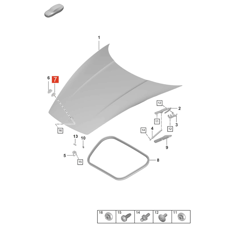 WXZOS  Front Hood Bonnet Emblem Gasket Seal w/Nuts for Porsche Panamera 971 2017-2026