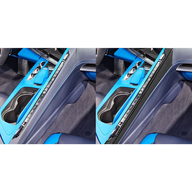 WXZOS Carbon Fiber Center Console Side Panel Trim for Chevrolet Corvette C8 2020-2024