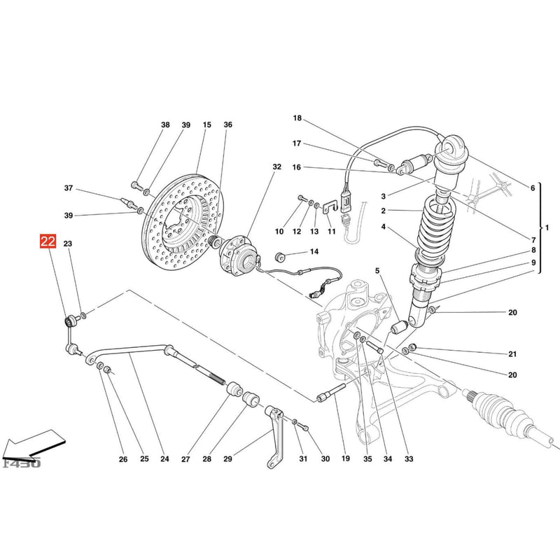 WXZOS Rear Anti-Roll Stabilizer Bar Link Replacment for Ferrari F430 360 2005-2009
