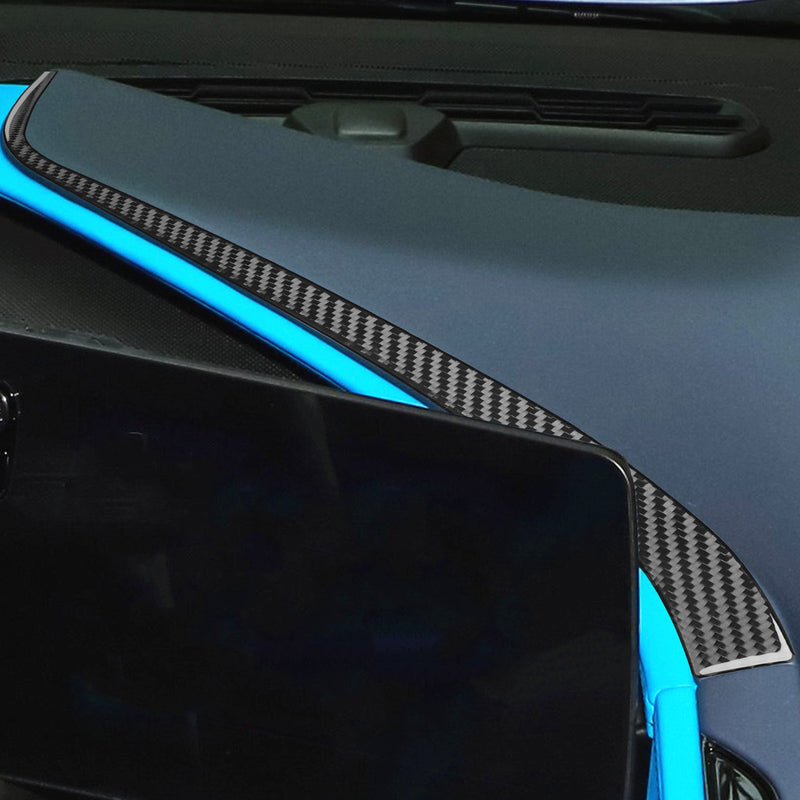 WXZOS Genuine Carbon Fiber Dashboard Top Pad Trim for Chevrolet Corvette C8 2020-2024