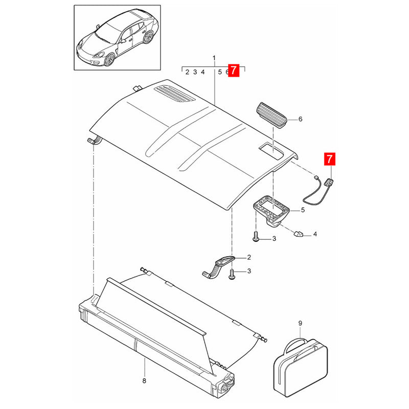 WXZOS Rear Left Parcell Shelf Cord Strap Cover for Porsche Panamera (970) 2010-2016