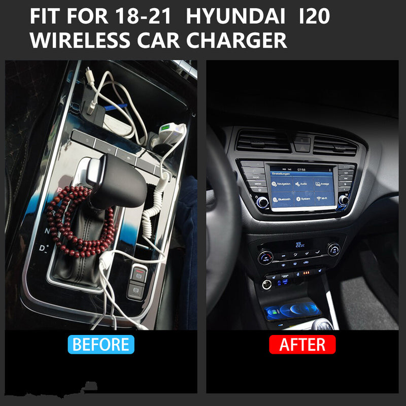 WXZOS Center Console Phone Wireless Fast Charging Pad for Hyundai i20 2018-2021