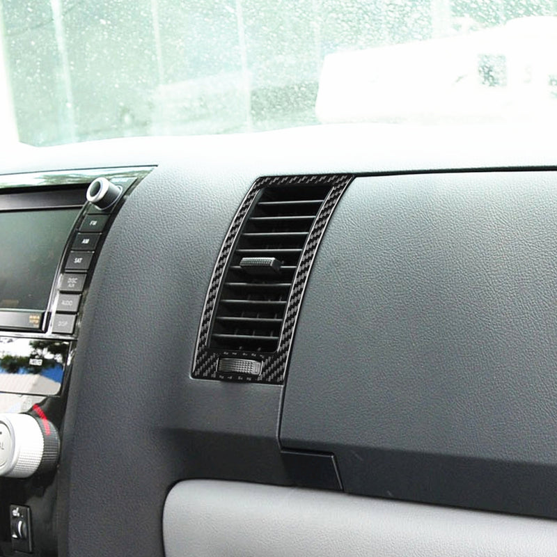WXZOS Genuine Carbon Fiber Dashboard Air Vent Trim for Toyota Tundra 2007-2013