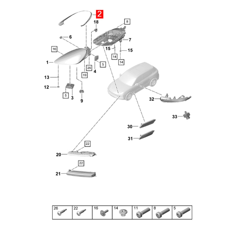 WXZOS Front Headlight Weatherstrip Seal Replace for Porsche Cayenne (9Y0) 2018-2023