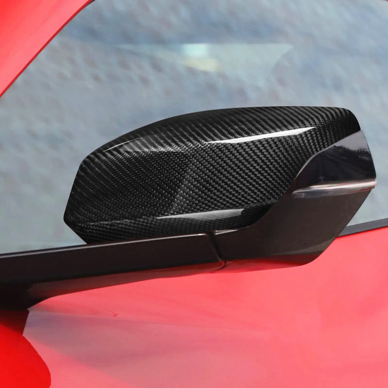 WXZOS Dry Carbon Fiber Side View Wing Mirrors Trim for Chevrolet Corvette C8 2020-2025