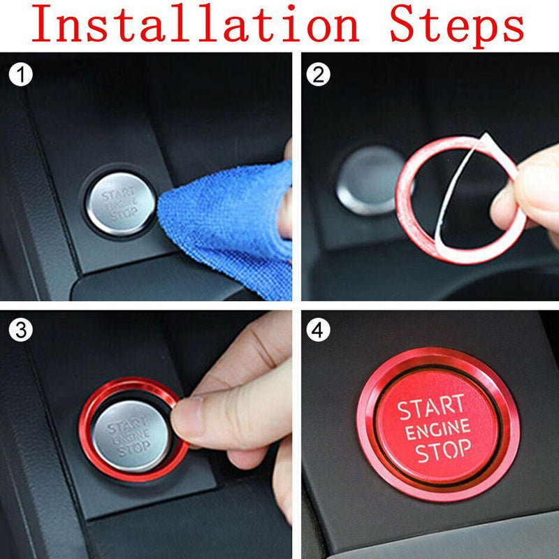 Anello Coperchio Pulsante Rosso Interruttore Motore Start Stop per Audi A3 A4...