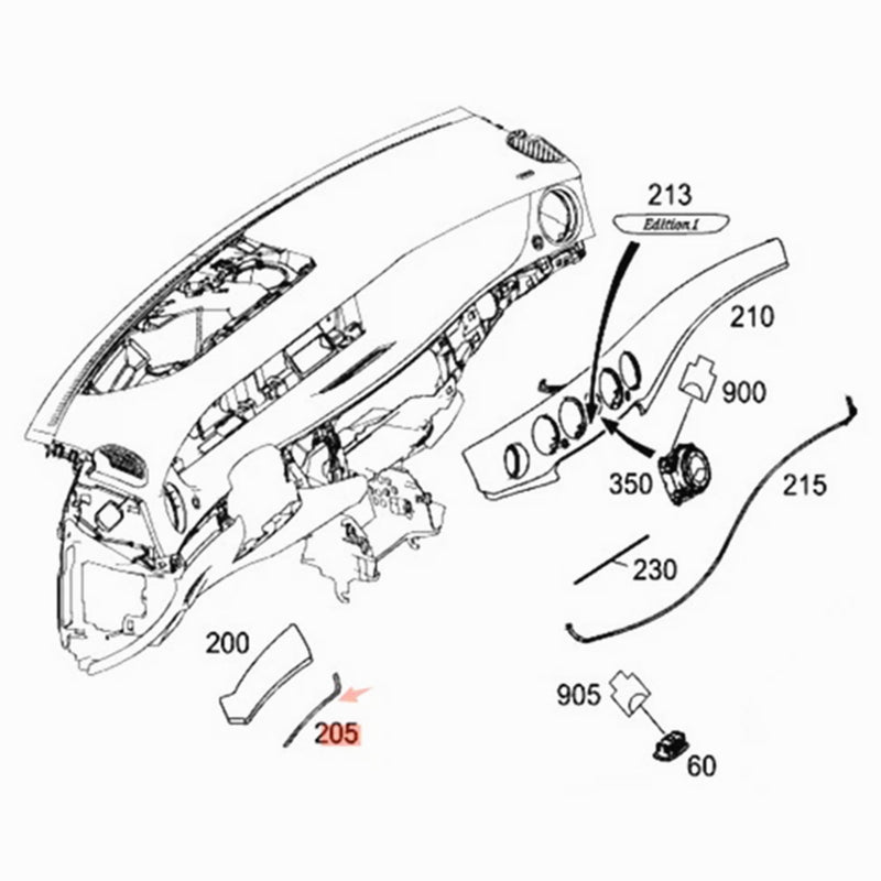 WXZOS Dasdboard Ambient Light Guide Strip Bar for Mercedes X222 Maybach-S 2014-2020