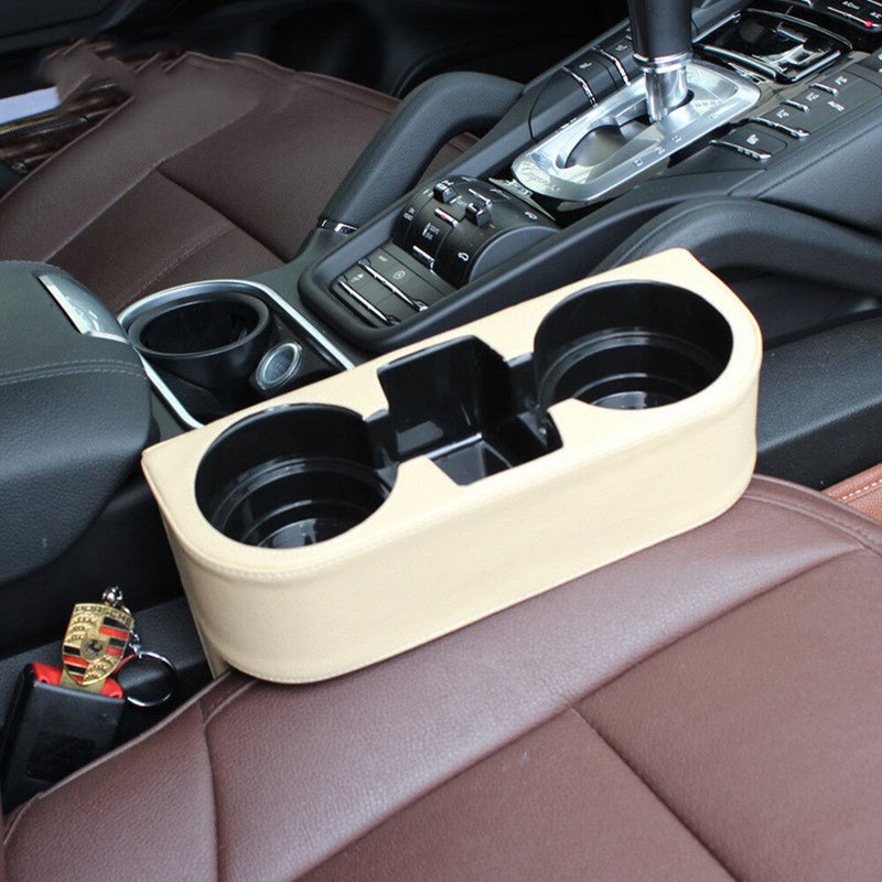 New Best Beige Car Leather Water Drink Cup Holder