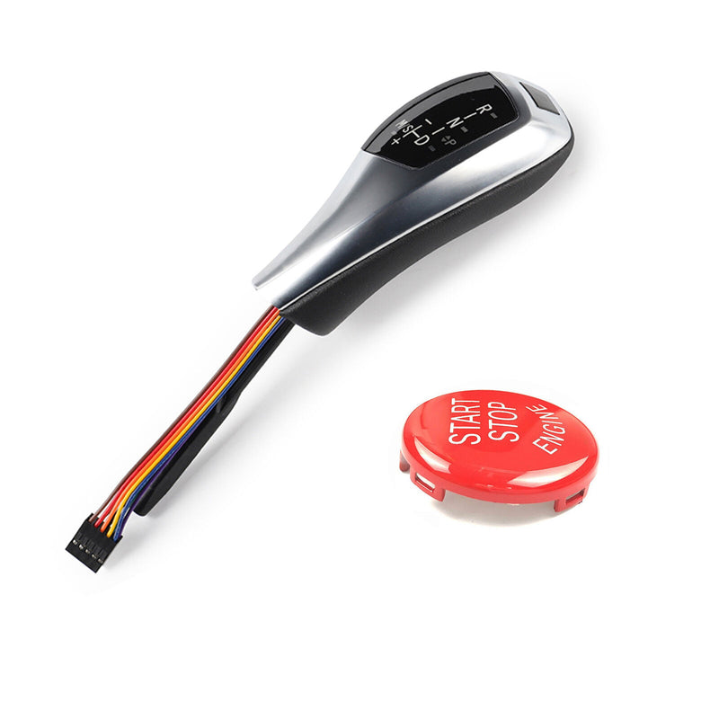 Silver Shift Knob w/START STOP Cover for BMW 2006-2012 E90 E91 E92 E93 3series